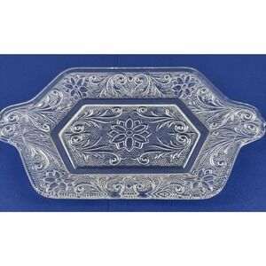 Glass Tray for Diamond Shape Creamer Sugar Sandwich Clear Indiana Glass Vintage